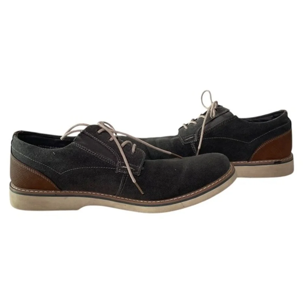 Nunn Bush Mens 11M Charcoal Gray Canvas Comfort Gel Oxford Shoes 84856-025